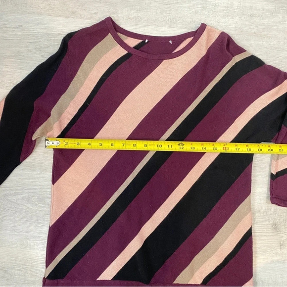 TanJay Wide Striped Metallic Purple 3/4 Sleeve Sweater Size M - Picture 6 of 12